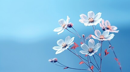  a bunch of flowers that are on a branch in the air.  generative ai