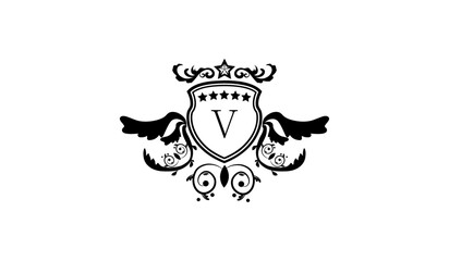 Elegant ornamental logo V