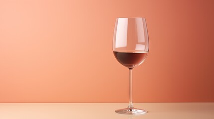  a glass of wine sitting on a table with a pink background.  generative ai