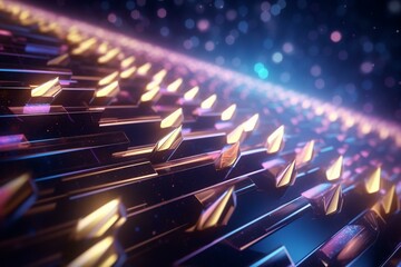 Abstract shiny arrow background. 3D rendered. Generative AI