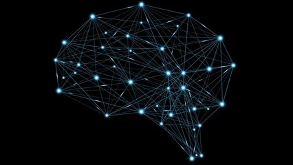 animation brain with light dot and neural network light move to another dot light with transparent background. Format quick time alpha rgb, video codec animation