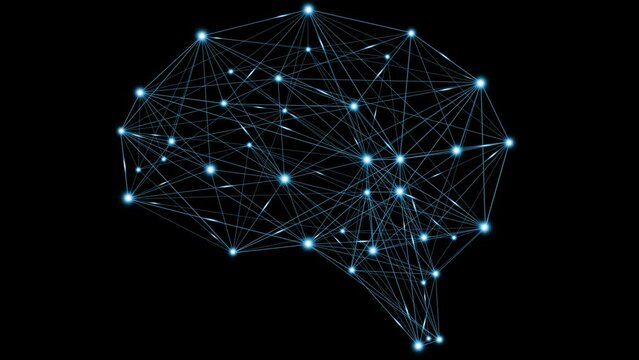 animation brain with light dot and neural network light move to another dot light with transparent background. Format quick time alpha rgb, video codec animation