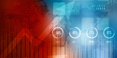 2d rendering Stock market online business concept. business Graph 