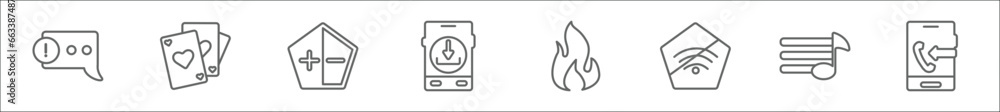 Poster outline set of ultimate glyphicons line icons. linear vector icons such as error message, three card