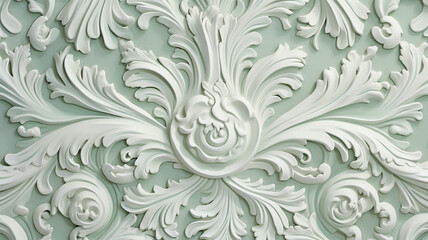 mint background flowers on paper wallpaper in victorian style. - obrazy, fototapety, plakaty