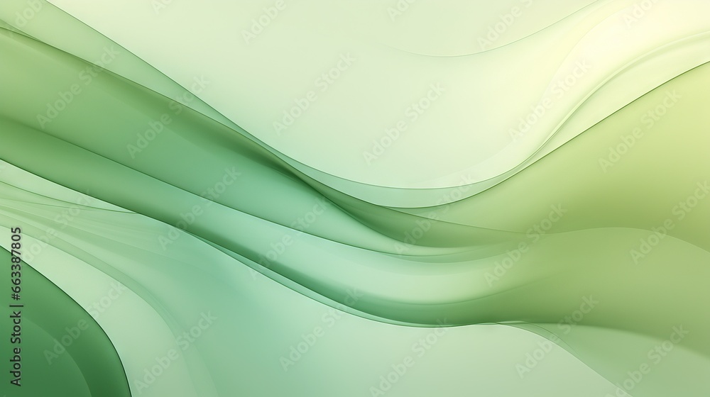 Poster a green and white abstract background with wavy lines and curves. generative ai