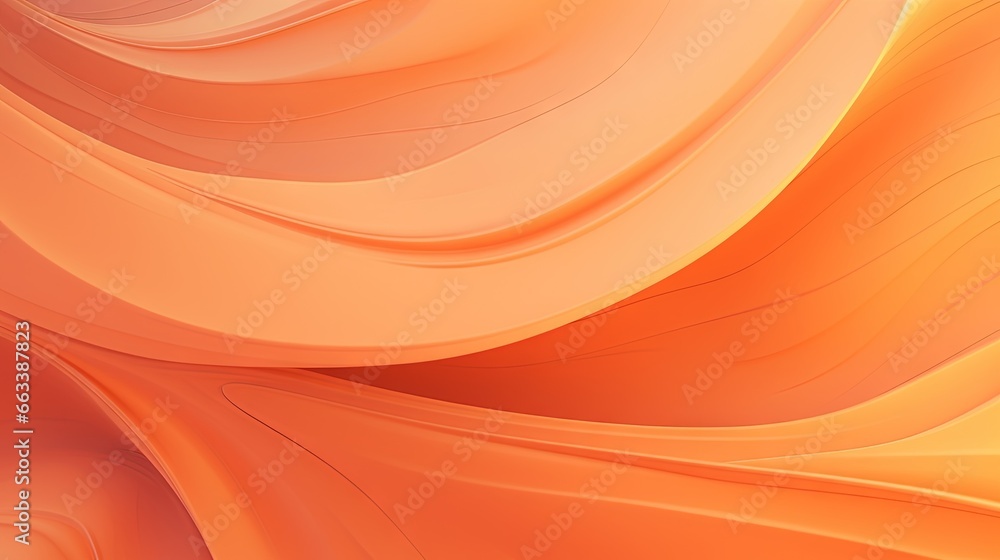 Poster an orange and yellow background with wavy lines and curves in the center. generative ai