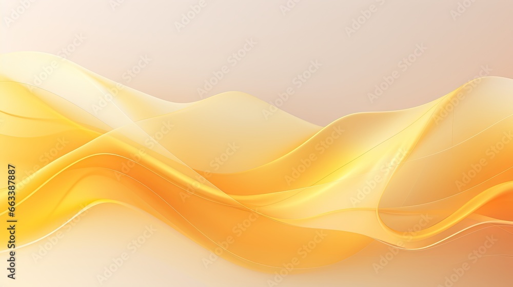 Poster a yellow abstract background with wavy lines and a light orange background. generative ai