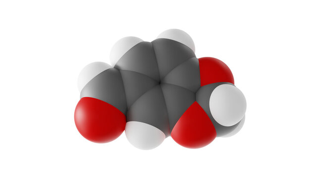 piperonal molecule, heliotropin, molecular structure, isolated 3d model van der Waals