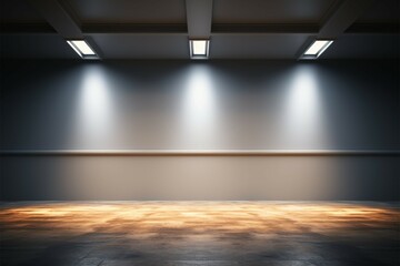Serenely lit 3D rendering Empty room with top light illumination