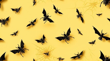  a group of bats flying over a web of spider webs.  generative ai