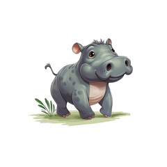 hippopotamus cartoon isolated on white