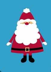 Modern Santa Claus with a big bushy beard, drawn in a simplistic cartoon style. AKA Father Christmas