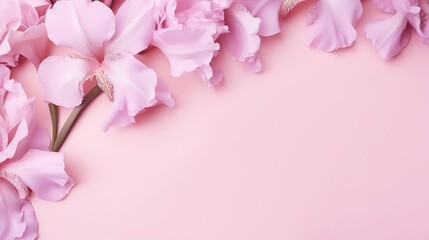  pink flowers on a pink background with a place for text.  generative ai