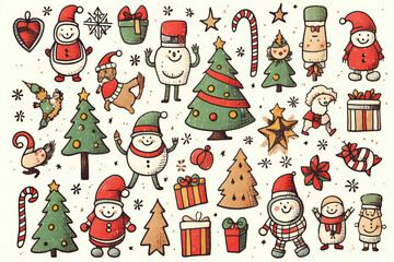 The cute Christmas pattern on a white background is ideal for gift wrapping paper, backgrounds, and other high-quality prints.AI generated
