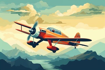 Fototapeta na wymiar vintage plane illustration. Generative AI