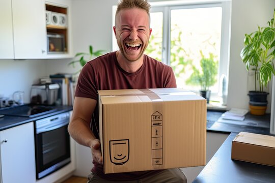 An image of a delighted customer unboxing and using a product, showcasing their satisfaction with its quality and functionality