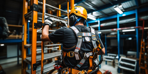 Essential Industrial Safety Harness Gear for Workers - obrazy, fototapety, plakaty