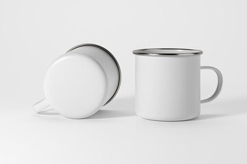 Metal mug mockup / Coffee or tea cup template on studio background