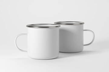 Metal mug mockup / Coffee or tea cup template on studio background