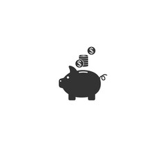 Piggy bank icon set vector with dollar coin and moneybox flat sign symbols logo illustration isolated on white background.Concepts for business banking,saving,accumulation money,budget and finance