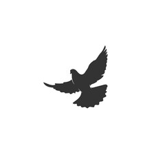 Pigeon bird flying icon, pigeon flaps its wings. Flat cartoon character design flat sign vector