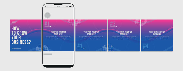 Set of Linkedin Carousel Post, editable social media Instagram carousel post, modern and creative business carousel post template, eps 10. © Graphaxil