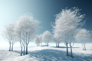 3D render of trees during winter. Generative AI