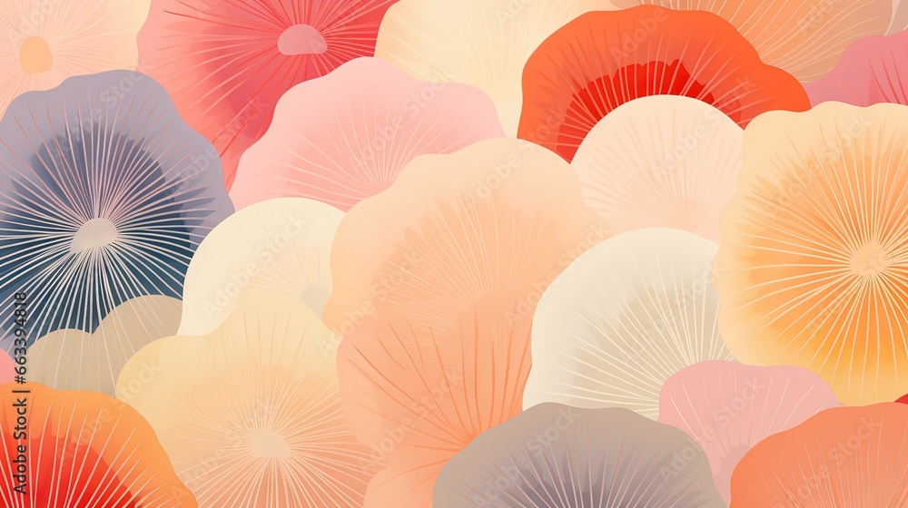 Aufkleber a bunch of umbrellas that are all different colors and shapes. generative ai