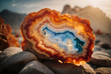 Obraz premium Agate Allure: The Mesmerizing Layers of Nature's Colorful Canvas