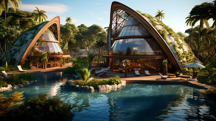 Eco resort. Eco friendly Bungalow on the lake.