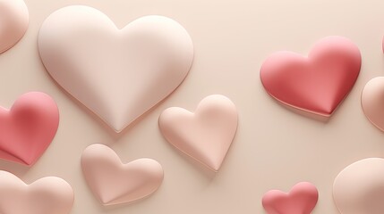  a group of pink and white hearts on a pink background.  generative ai