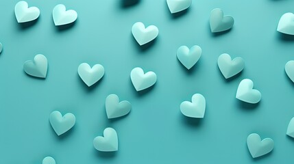 a group of white hearts on a blue background with room for text.  generative ai