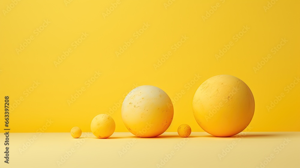 Poster a group of three eggs sitting on top of a table. generative ai
