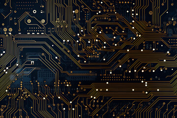 seamless texture and full-frame background of circuit board topology, neural network generated image. Not based on any actual scene or pattern.