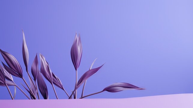  a purple plant with purple leaves on a purple and blue background.  generative ai