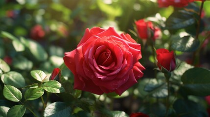 red rose in garden..Generative ai