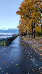 Autumn walk along the embankment