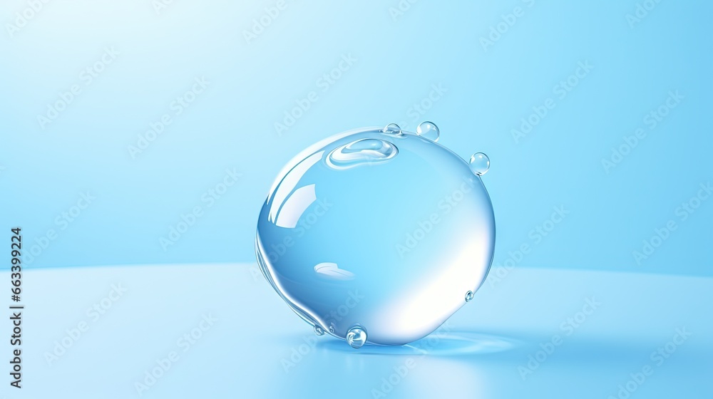 Poster a blue background with a water drop in the middle of the image and a light blue background with a li