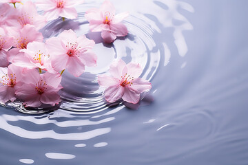 Serenity in Pink Tranquil Water Background with Aqua Texture, Flower Shadows, and Sunlight for Spa and Cosmetics Concept. created with Generative AI