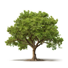 Image of bengal almond tree on white background. Illustration, Generative AI.