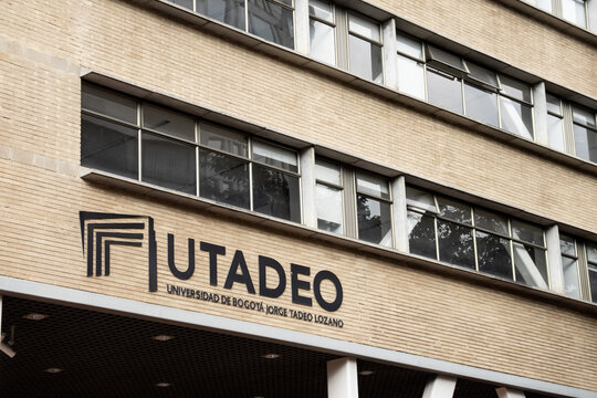 Bogota, Colombia - October 16th 2023. Facade of the Jorge Tadeo Lozano University in Bogota.