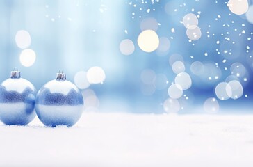 Fototapeta na wymiar Christmas decorations ball on snow background.