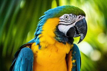 Obraz premium Blue and yellow macaw parrot.