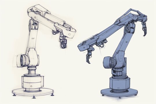 Isolated handling robot drawing and design. Generative AI