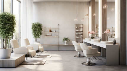 Cozy beauty salon with a minimalistic and modern design