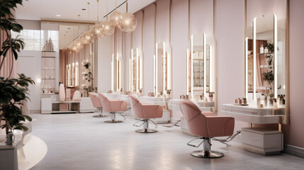 A high-quality beauty salon with a minimalistic and modern design