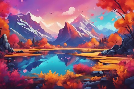 Abstract painting with vibrant colors Fantasy concept Illustration painting