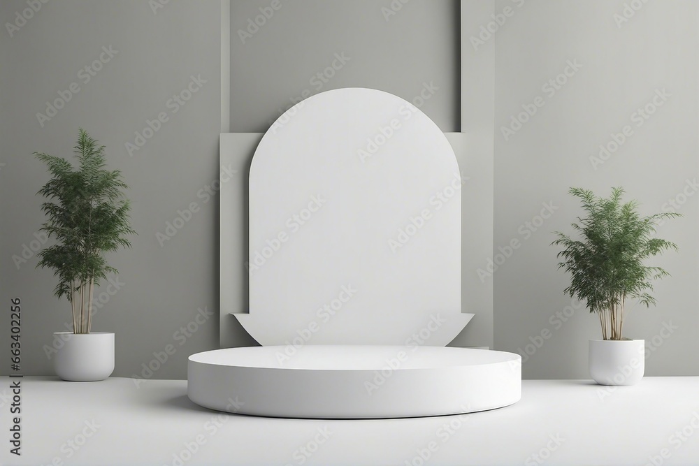 Poster minimal background podium and white background for product presentation 3d rendering illustration