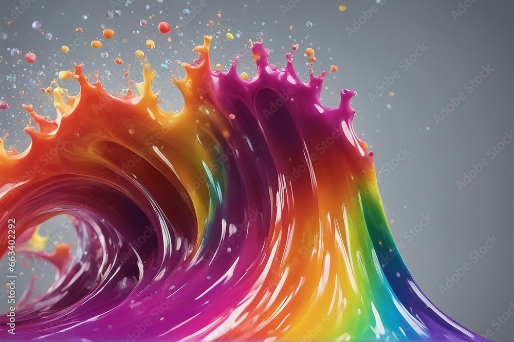 Poster rainbow wave colorful paint splash isolated design element on the transparent background
